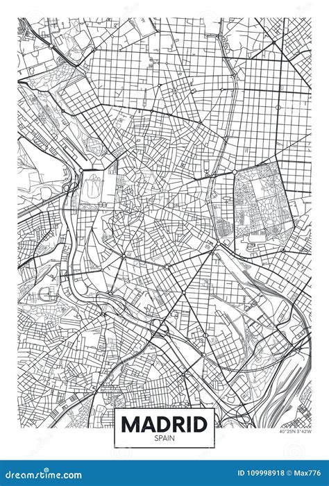 Detailed Vector Poster City Map Madrid Stock Vector - Illustration of ...