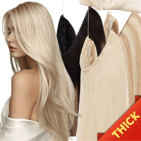 Hidden Secret Clip in Extensions Real Hair Wire in Weft One Piece THICK
