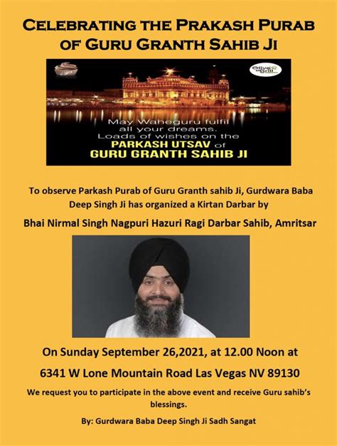 Celebrate Prakash Purab of Guru Granth Sahib Ji – Vegasdesi.com