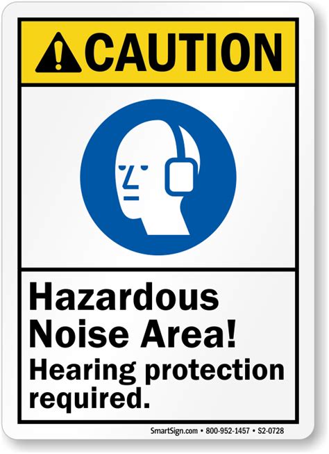 Hazardous Noise Area Hearing Protection Required Ansi Caution Sign