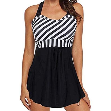 Womens Slimming Tummy Control Swimdress Swimwear Long Torso Tankini