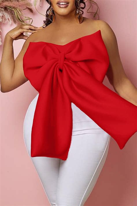 Wholesale White Sexy Solid Backless With Bow Strapless Tops K70765 2 Online