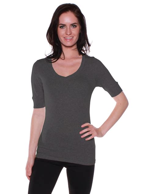 Essential Basic Womens Cotton Blend V Neck Tee Shirt Half Sleeves