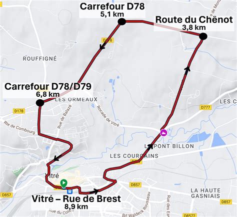 Parcours Route Adélie de Vitré Course cycliste