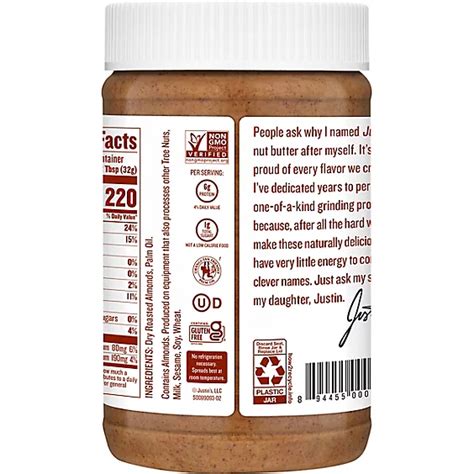 Justins Almond Butter Classic 16 Oz Jewelosco