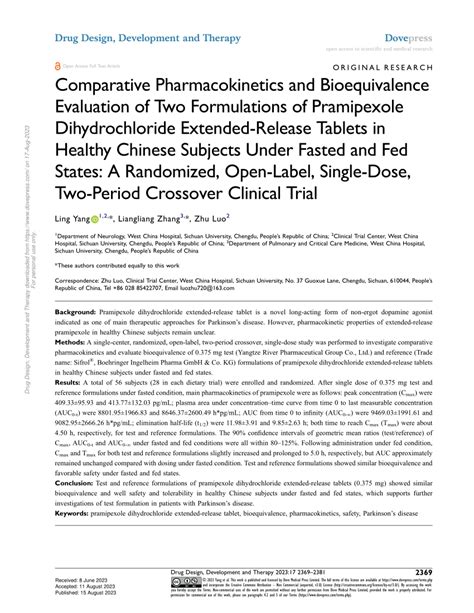 PDF Comparative Pharmacokinetics And Bioequivalence Evaluation Of Two