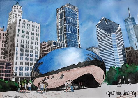 Chicago Bean Skyline Drawing