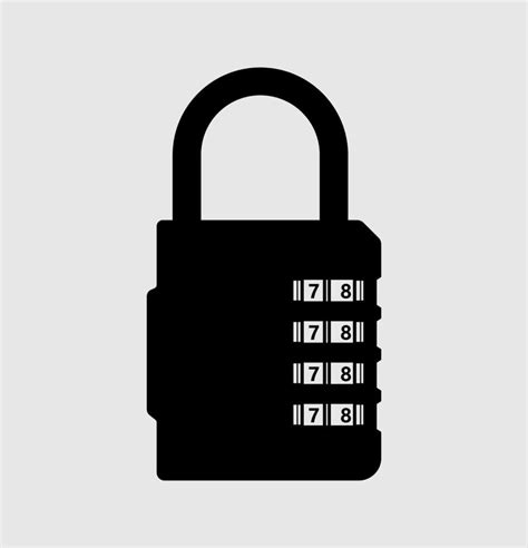 Combination Lock Silhouette Simple Portable Digit Combination Padlock Icon 14016609 Vector Art