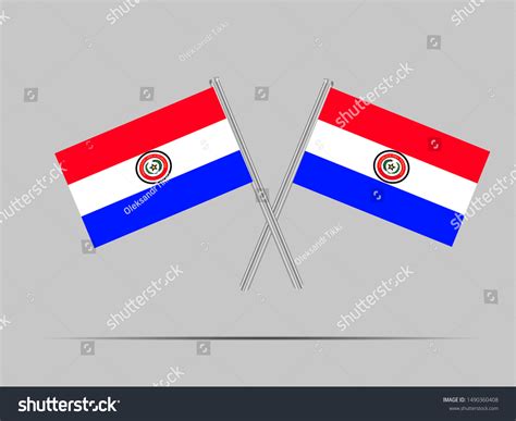 Two Metall Flagpole Beautiful National Flag Stock Vector Royalty Free