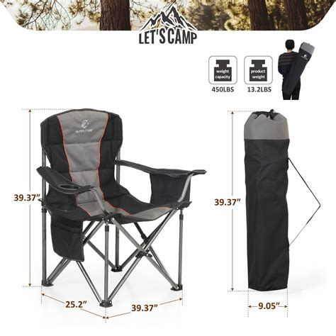 LET'S CAMP Folding Camping Chair Oversized Heavy Duty Padded Outdoor ...