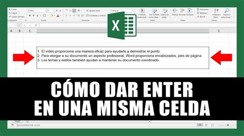 Cómo dar ENTER en una Misma Celda de Excel sin Que se Pase a la Otra