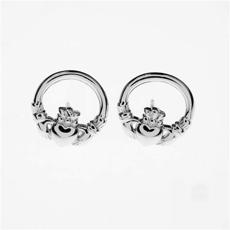 Silver Claddagh Larger Studs Silver Stud Earrings Celtic Earrings