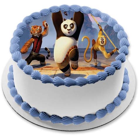 Kung Fu Panda Po Tigress Monkey Karate Stance Edible Cake Topper Image