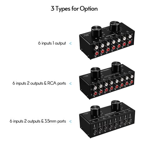 6 In 1 Out Audio Switcher Audio Signal Selector Box Splitter Distributor With Control Rca Jacks