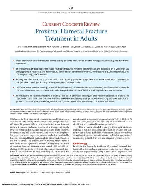 (PDF) Proximal Humeral Fracture Treatment in Adults