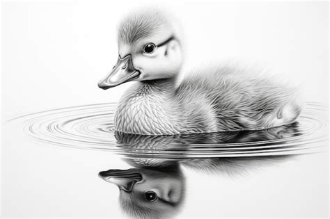 Premium Photo | Pencil sketch cute baby duck drawing picture