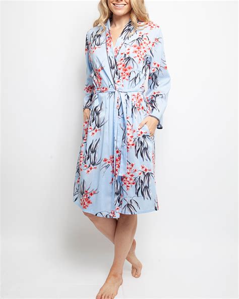Olivia Leaf Print Short Dressing Gown TKD Lingerie
