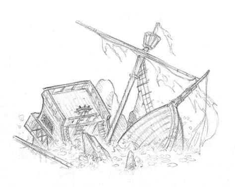 Pirate Shipwreck Drawing