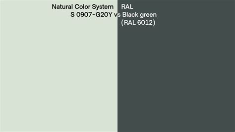 Natural Color System S 0907 G20Y Vs RAL Black Green RAL 6012 Side By