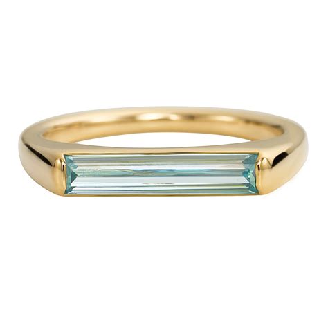 Teal Moissanite Baguette Solitaire Minimalist Engagement Ring – ARTEMER