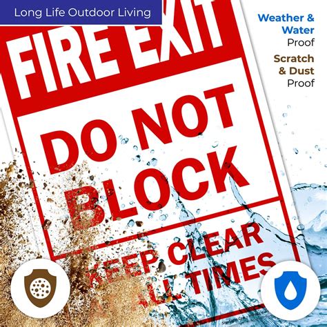 Buy Fire Exit Sign Do Not Block Keep Clear At All Times Safety Sign 10x7 Inches Rust Free