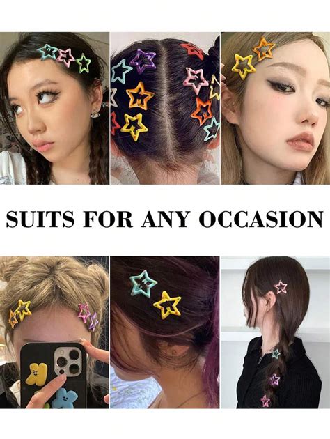 10pcs Colorful Star Hair Clips Women Grils Cute Metal Star Hairpin Side