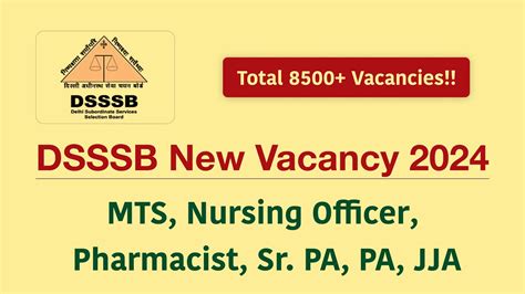 New Government Job Vacancies Dsssb Tgt Mts Nursing