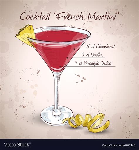 French Martini Cocktail Royalty Free Vector Image