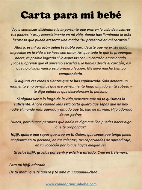 Carta para mi bebé de 1 año Sueña Feliz