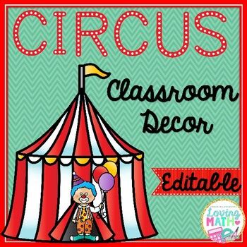 Circus Theme Classroom Decor - EDITABLE by Loving Math | TpT