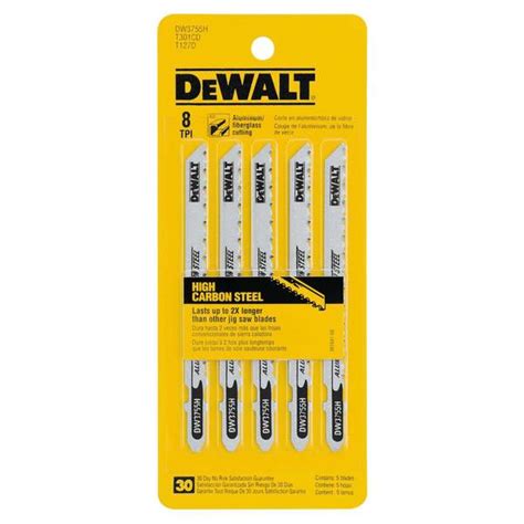 DEWALT 5-Piece 4" 8TPI T-Shank Aluminum/Fiber Glass Jig Saw Blades ...