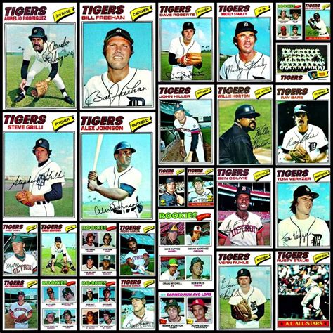 1977 Detroit Tigers Topps Baseball Cards Collage Baseball Cards