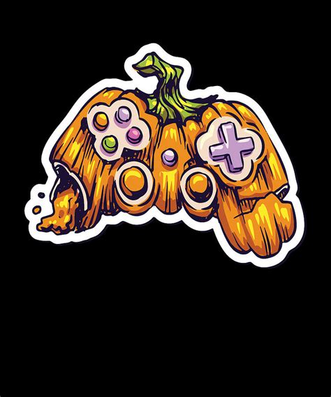 Pumpkin Joystick Controller Gamer Digital Art By Moon Tees Pixels