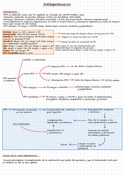 Resumen De La Farmacologia De Los Antihipertensivos Y Manejo De Cuadros