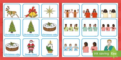 Auslan Christmas Matching Cards Auslan Resources Twinkl