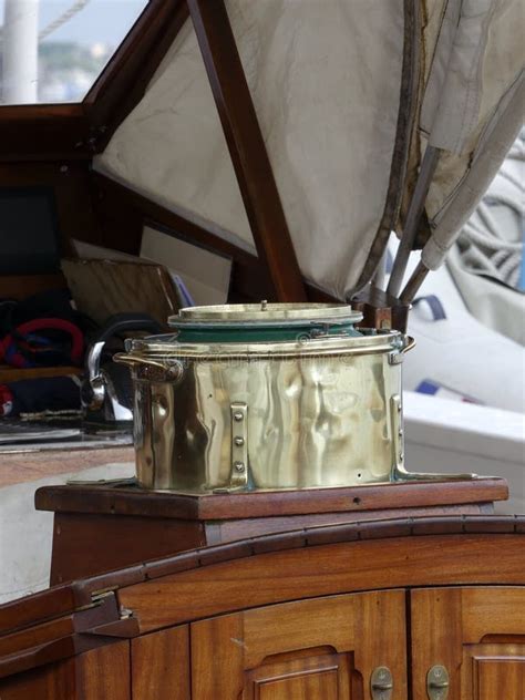 Magnetic Compass on Vintage Sailing Ship Stock Image - Image of ...