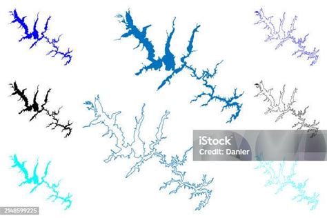 Lake Falls Reservoir Map Vector Illustration Scribble Sketch Falls Dam Map Stock Illustration