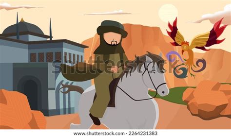 Ibn Battuta Animation Character Scenario Drawing Stock Illustration