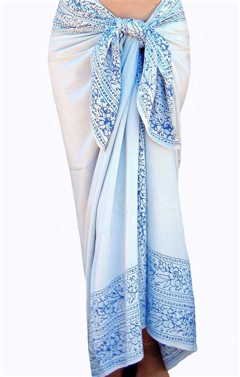 White Beach Sarong Wrap Hawaiian Beach Sarong White And Blue Etsy