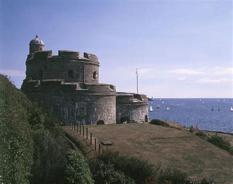 St Mawes Castle Cornwall With Sailing Boats On The Sea