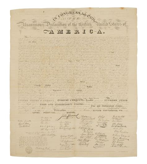 Declaration Of Independence A Rare Printing On Silk Of The First