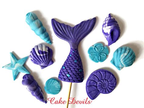 Mermaid Cake Topper Set Fondant Mermaid Tail Cake Topper Mermaid And