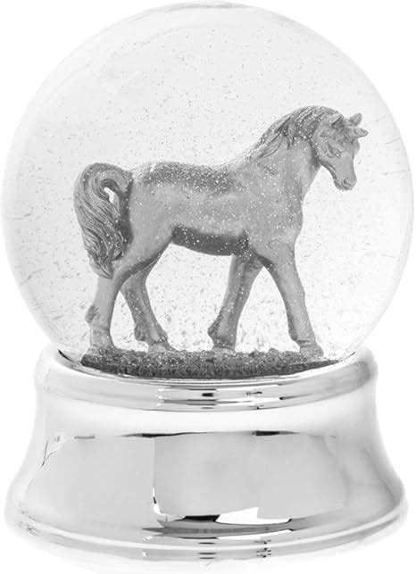 Schneekugel mit Einhorn Figur silber LED Amazon de Küche Haushalt