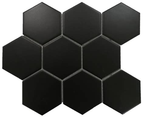 Hexagon Matte Black (L) Tile | Jerry's Mosaic