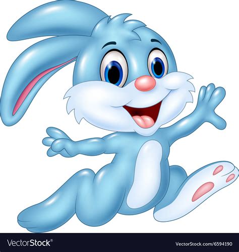 Cartoon happy bunny running isolated Royalty Free Vector