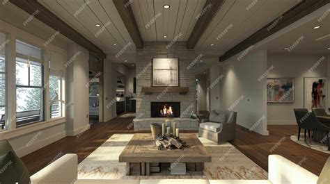 Premium Photo | Elegant Living Room with Modern Fireplace