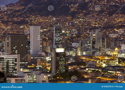 Cityscape Of Medellin At Night Colombia Editorial Stock Photo Image