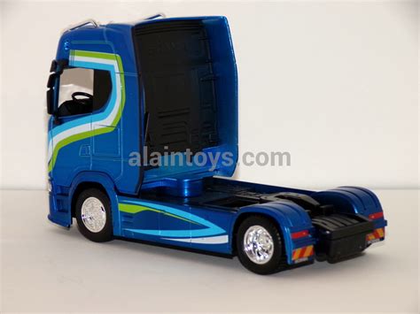 SCANIA S730 HIGHLINE Metallic blau décoré TRACTEUR SEUL BBURAGO1 43