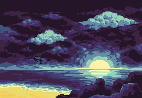 Pixilart Beach Sunset By Aadie13