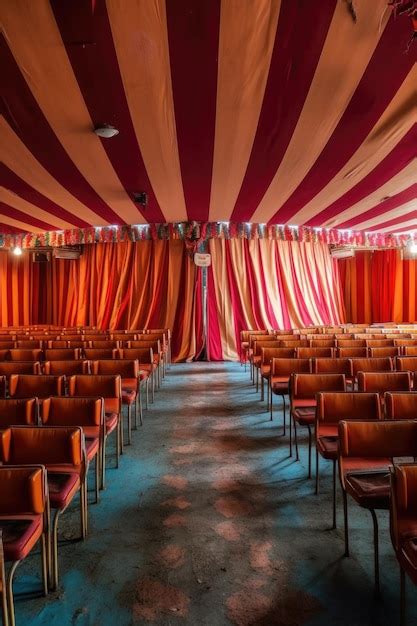 Premium AI Image | Circus tent interior with rows of empty seats ...